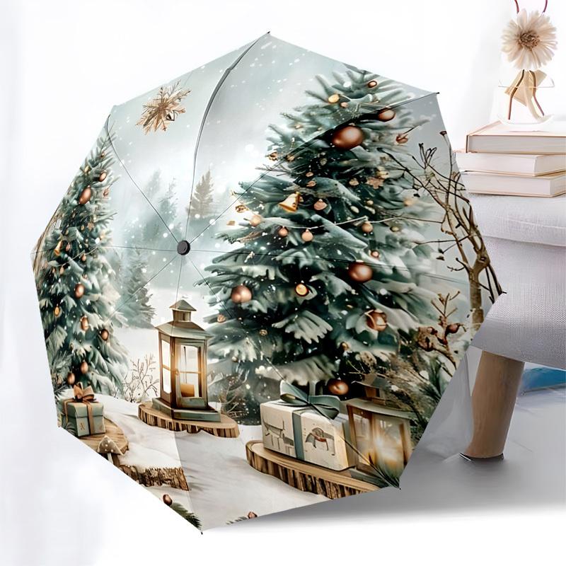 

1pc Christmas Gnome Hot Cocoa Mug with Candy Canes and Cookies, Auto Open Close Umbrella, Portable 3-Fold Design, 8-Bone Iron Frame Outdoor Umbrella,