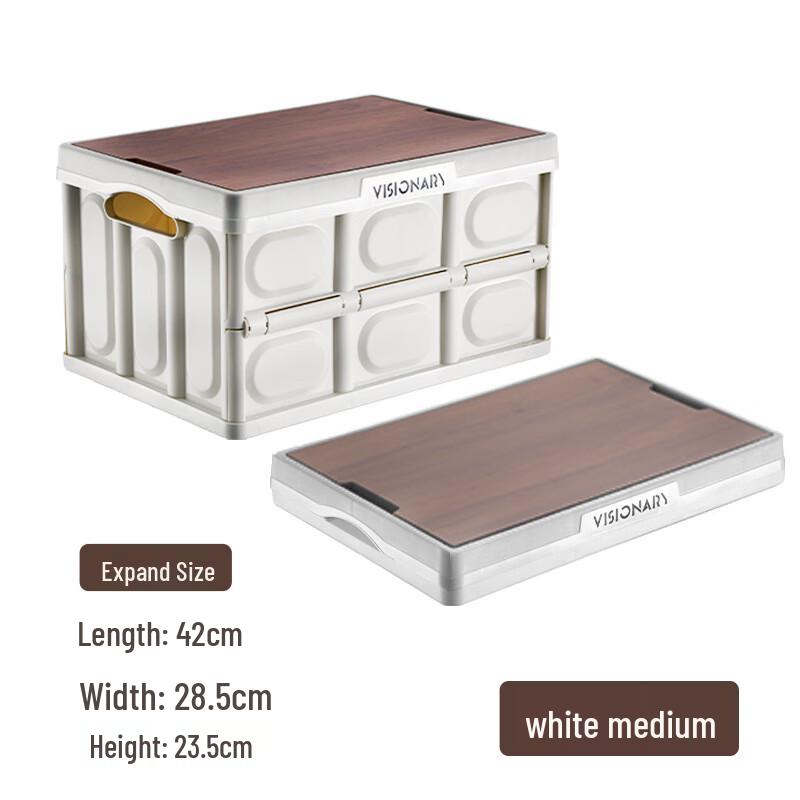 Folding Storage Box with Wooden Lid