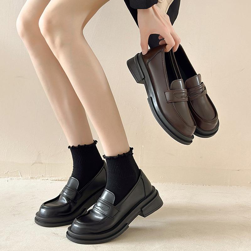 Thick-soled Small Leather Shoes Women's Genuine Leather Spring New One-pedal Soft-soled Mary Jane Single Shoes