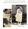 Women's Cartoon Flannel Nightgown – Cute, Cozy, Long Sleeve, Mid-Length Dress for Fall/Winter, Suitable for Home or Outdoors