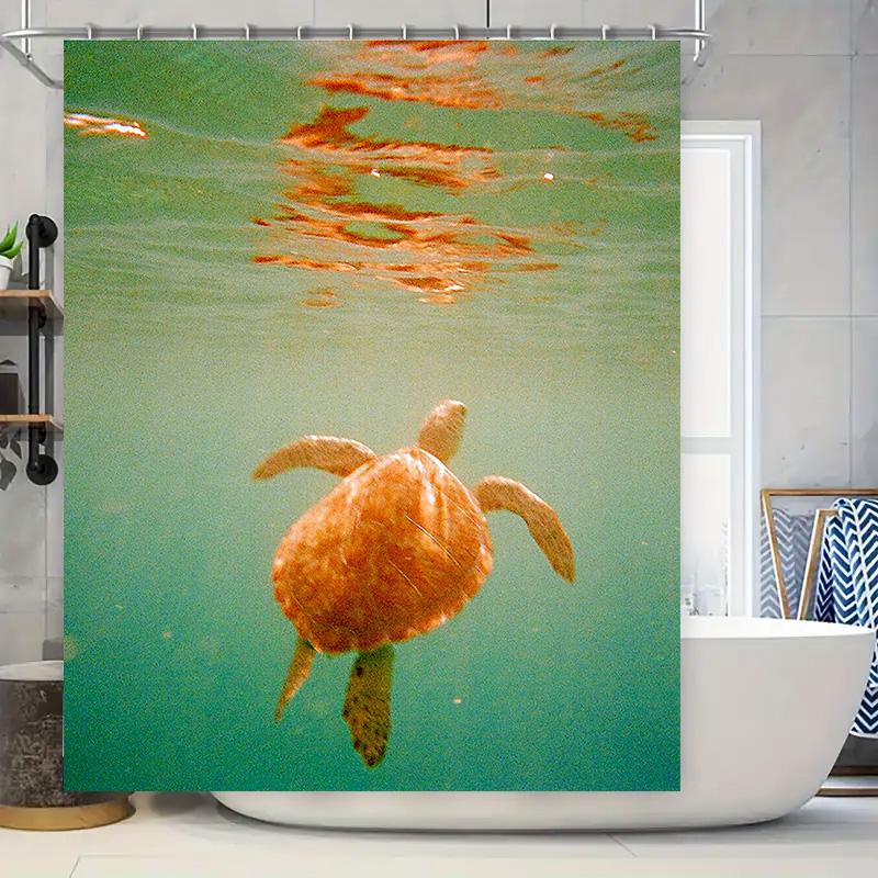 

3D-принт с черепахами Шторка для душа Водонепроницаемая ткань Декор для ванной Комнатный декор Настенное панно Защита от брызг в ванной Комнате Индивидуальный размер 90x180cm