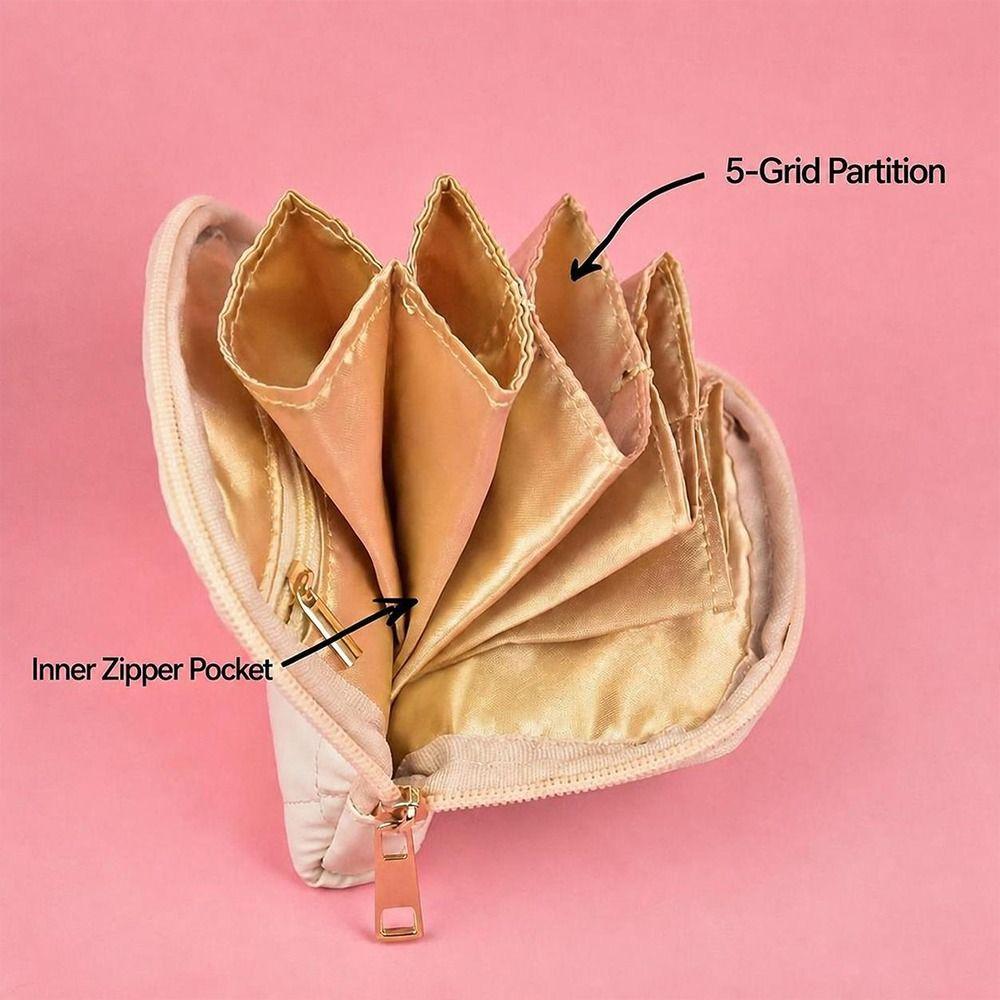 PU Leather Travel Jewelry Case Waterproof Zipper With Compartments Jewelry Storage Pouch Bowknot Design Portable Size