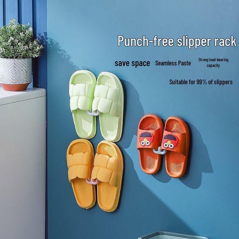 No-Punch Wall-Mounted Bathroom Slipper Rack & Shoe Dryer