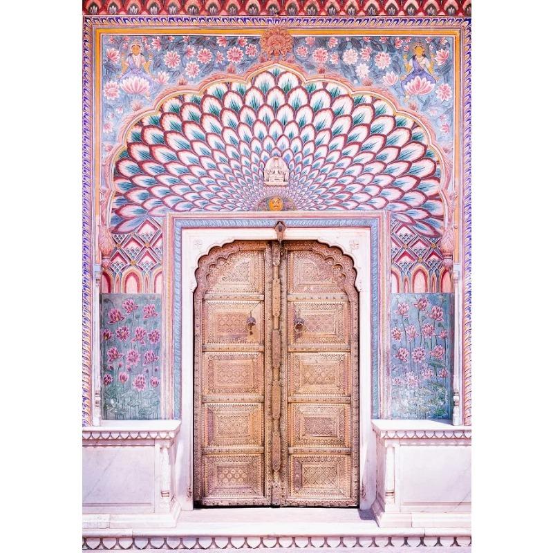 India Jaipur Lotus Gate Door Colorful Posters and Prints Canvas Printing Vintage Wall Art Picture for Living Room Home Decor