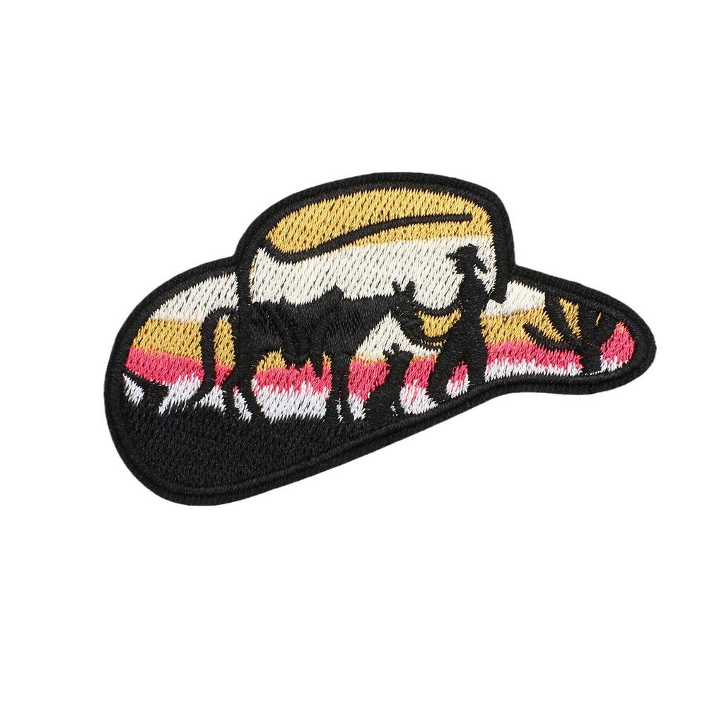 52 Pezzi Stoffa Ricamata Mista Tema Western Denim Adesivo Stile Punk Teschio Patch Adesivo Decorazione Vestiti Cactus