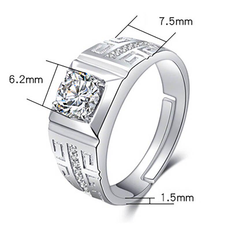 Tancise Kvinner Klassisk 925 Sterling Sølv Zirkon Ring Dame Smykker Bryllup Løfte Festgave