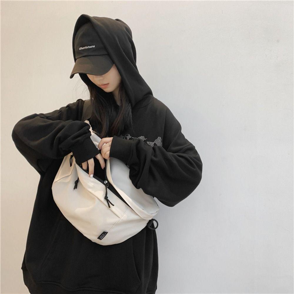New Handbag Large Capacity Crossbody Bag Nylon Belt Pouch Travel Hip Bag Casual Solid Color Chest Bags Couple Young Student