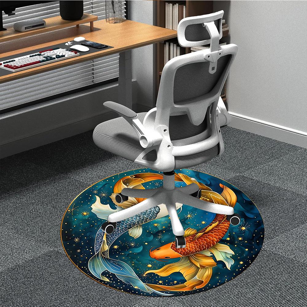 

1pc Koi Fish Artwork Chair Carpet for Office, Soft Flannel Throw Mat, Perfect for Office,Holiday Party Decoration Choice yy251113003 80cm by 80cm