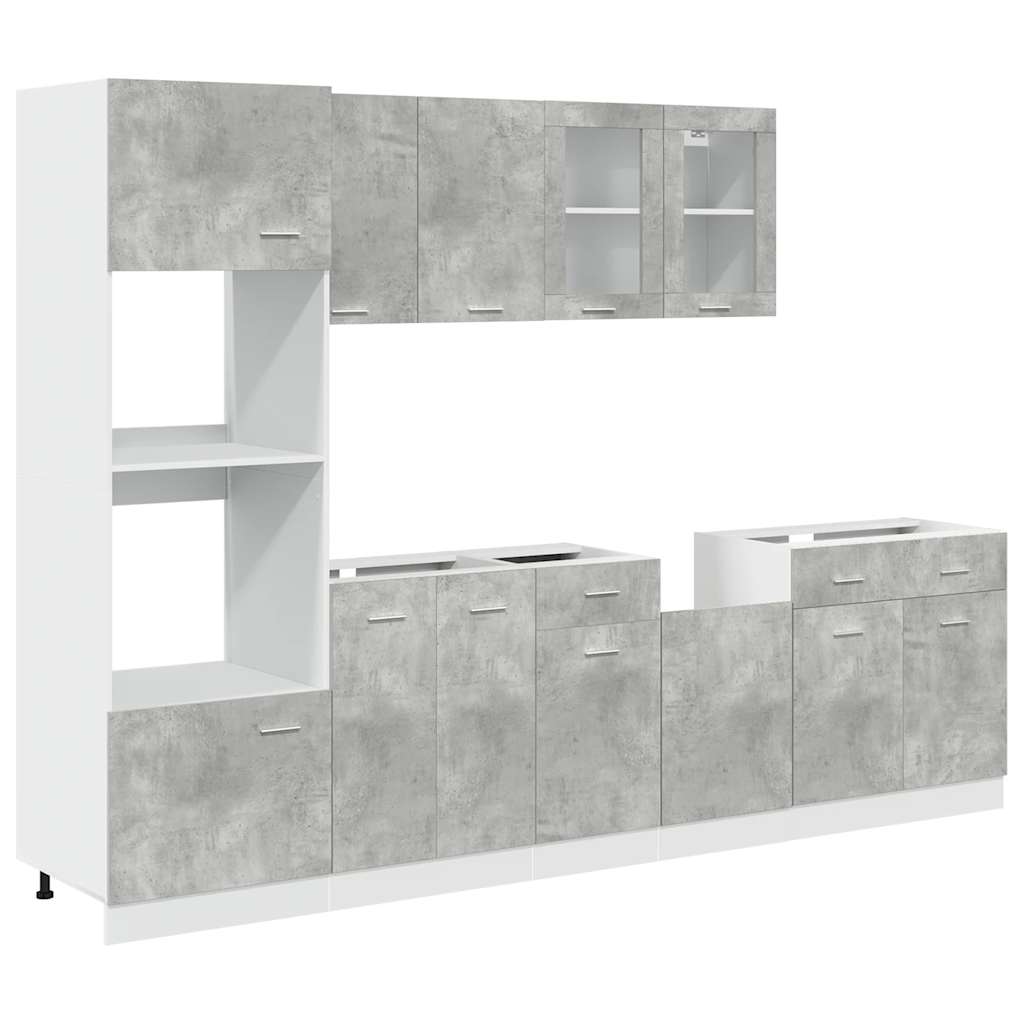 7 Piece Kitchen Furniture Set Lyon Concrete Grey Particleboard