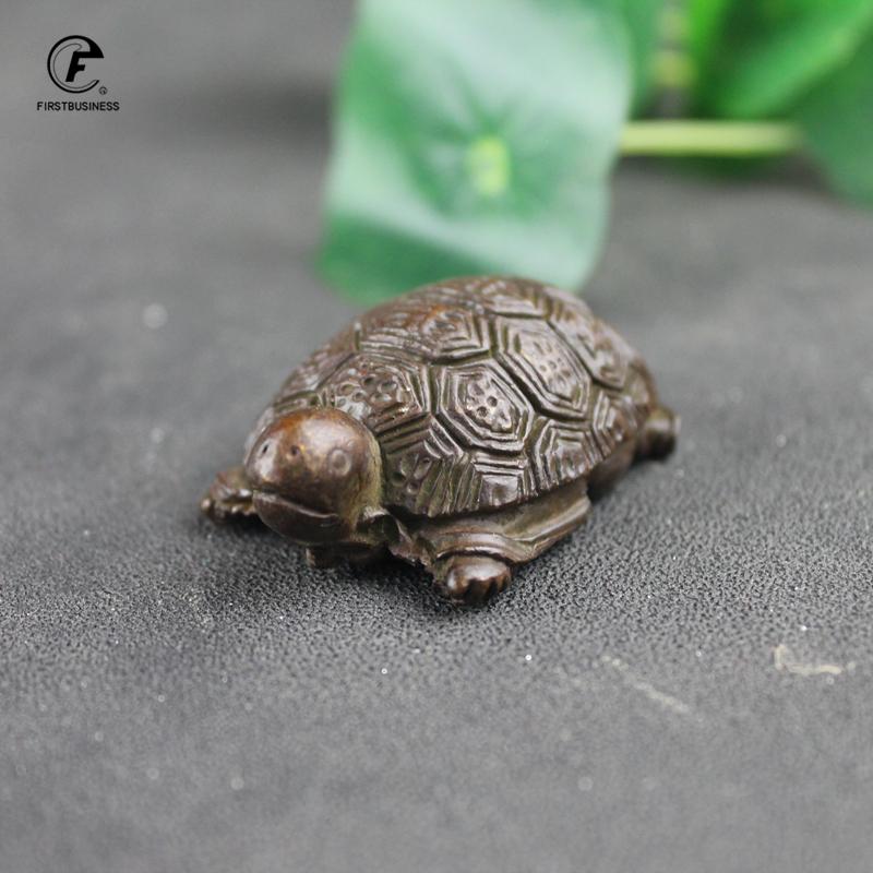Retro Copper Chinese divination Turtle Statue Desk Ornament Vintage Tortoise Miniatures Figurines Home Decoration Accessories
