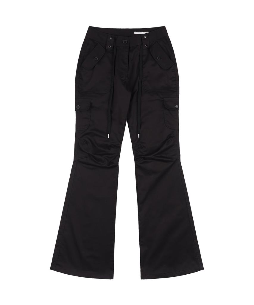 FANCY CLUB Cargo Pintuck Bootcut Pants (Black) F25Qd887