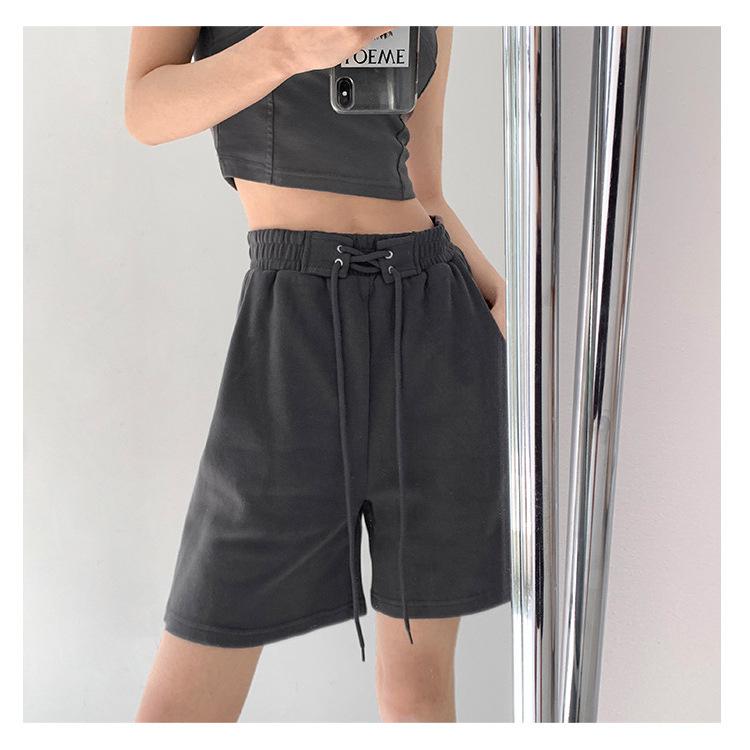 Strapped Sports Shorts for Women In Summer Thin Small High Waist Casual Loose Wide-leg Pants Mid-length Pants American Five-point Pants