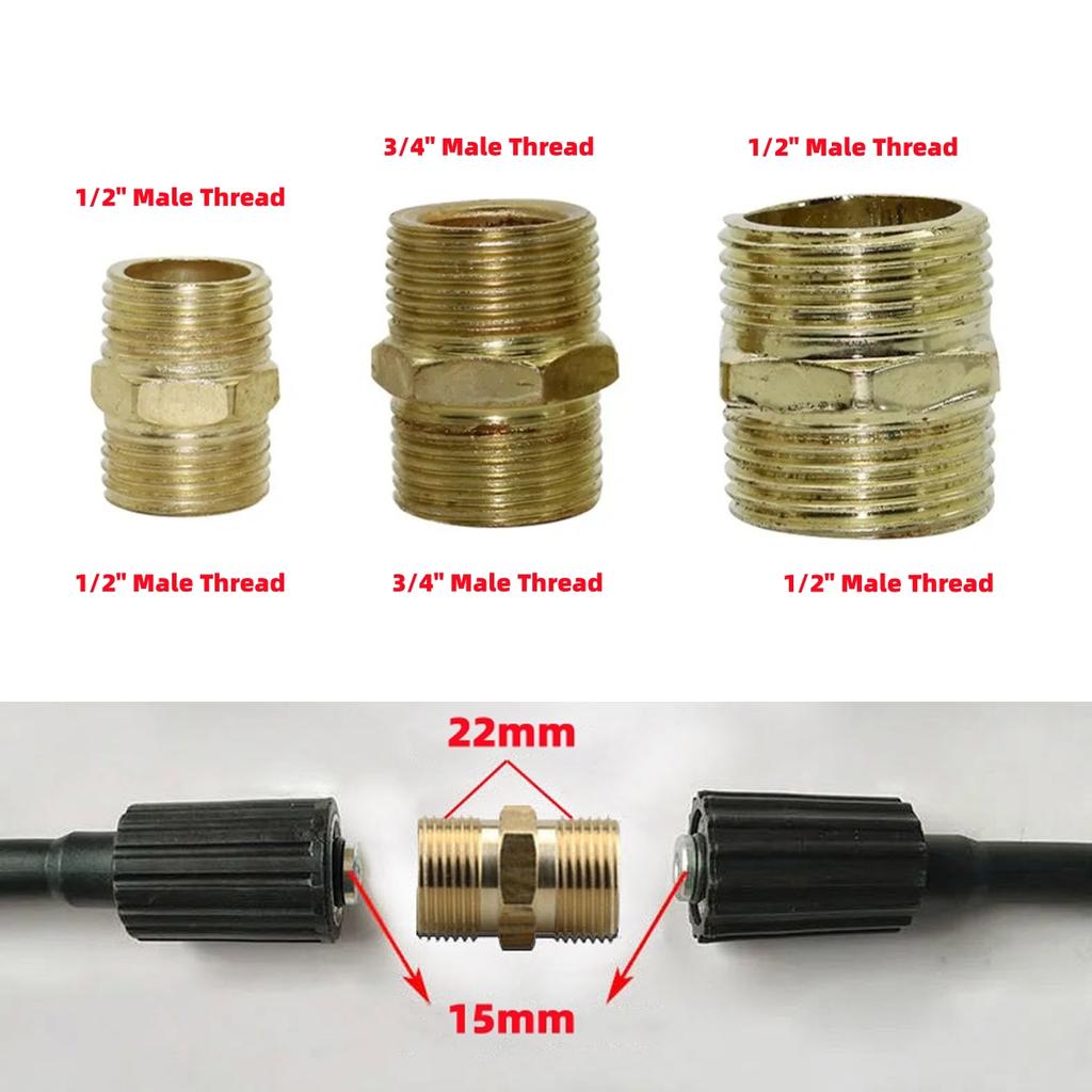 1/5Pcs Equal Double Male Straight Connector 1/2''3/4''1'' External Thread Car Washing Machine High-Pressure Pipe Extension Joint