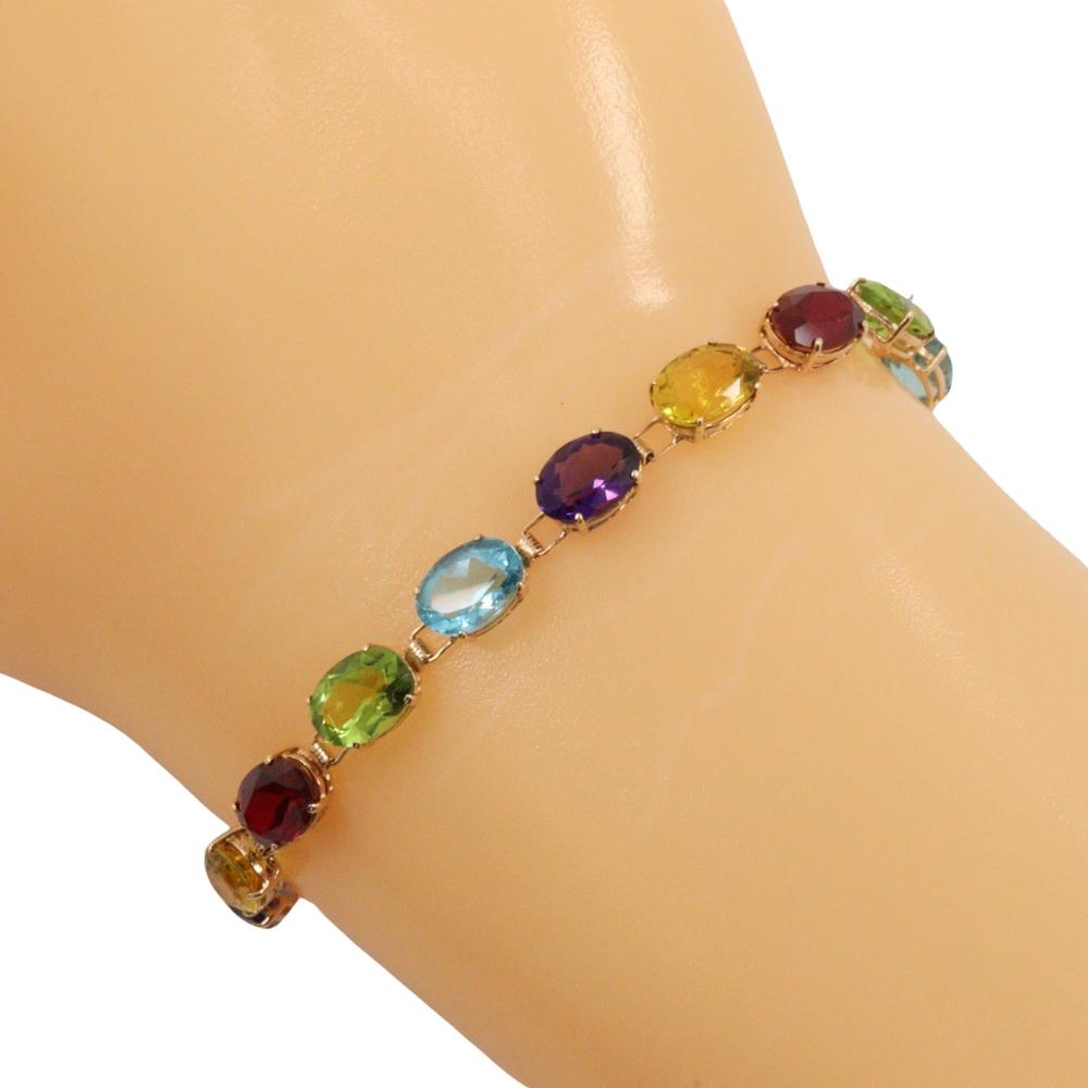 

Colored stones Bracelet multicolor K14 Pink Gold 5.6g Women Used