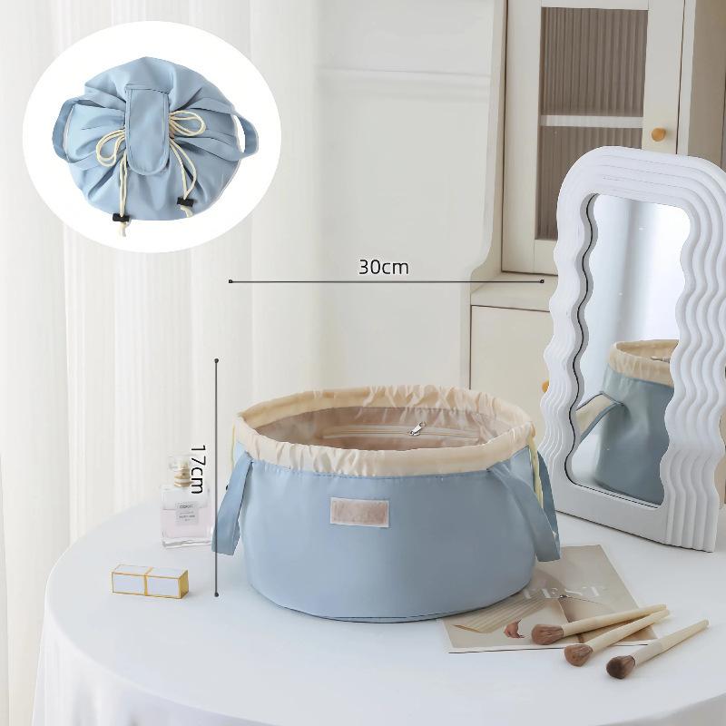 Drawstring Travel Cosmetic Bag Large Capacity Waterproof Portable Toiletry Organizer Bucket Bag Women Easypull String Shower Bag