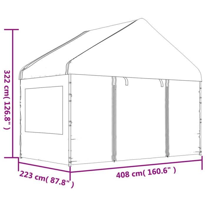 VidaXL Belvédère avec toit blanc 4,08x2,23x3,22 m polyéthylène, tente de fête, chapiteau, abri à auvent, pavillon, tente 362631