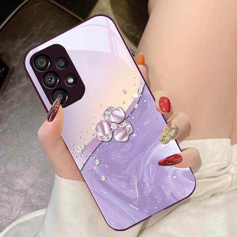 

Diamond Like Floral Knot For Samsung Galaxy S10 4G S20 11E 30 S21 22 S24 Fe Pro S23 S25 Ultra 5G S9 Tempered Glass Phone Case For Samsung S24 FE
