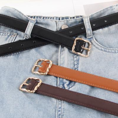 Damengürtel Kunstledergürtel für Kleider Hosen Röcke Dünner Taillengürtel mit goldener Schnalle für den Alltag in der Schule und auf der Straße