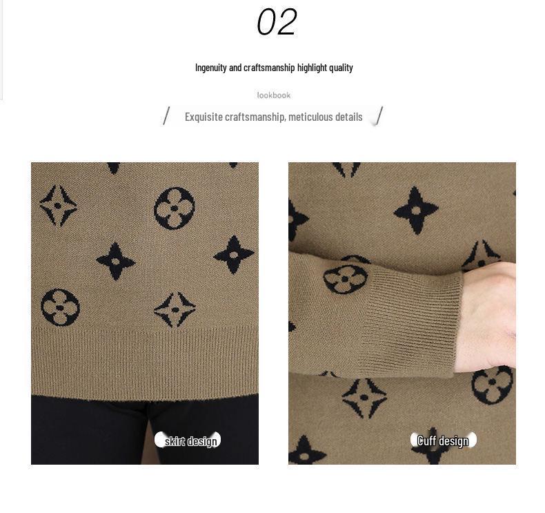 2025 European Trendy Men's Round Neck Jacquard Sweater - Korean Style Winter Knitwear