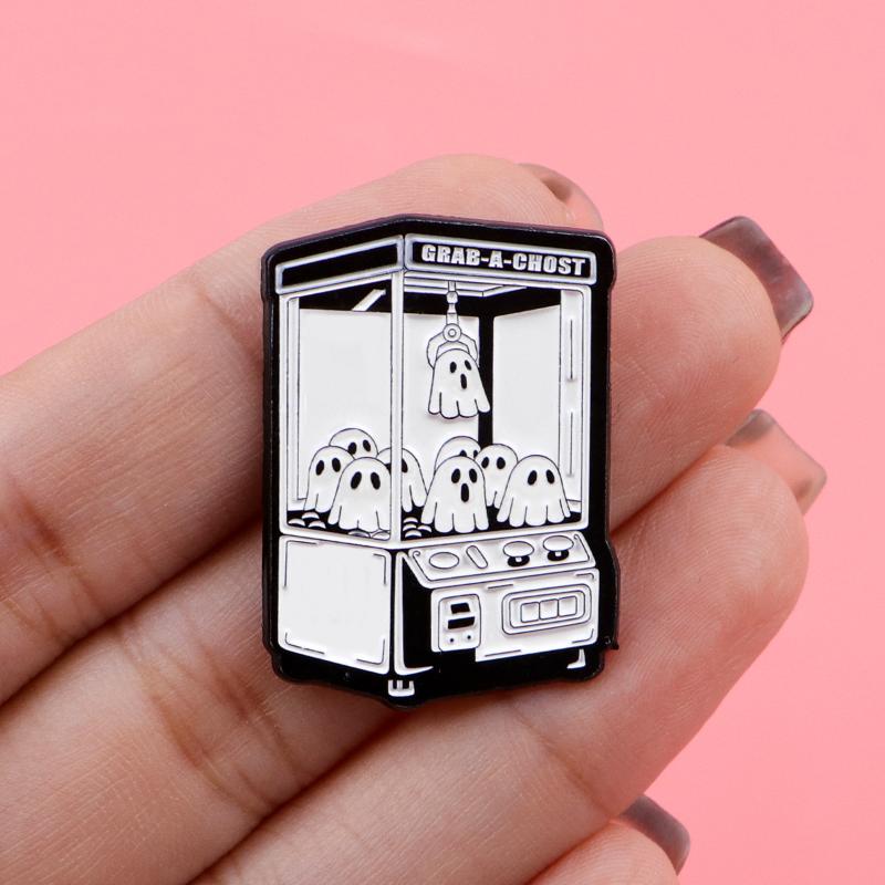 

Cute Cartoon Ghost Doll Machine Enamel Pin Luminous Ghost Brooch Lapel Pin Badge On Backpack Clothing Jewelry Accessories Gifts