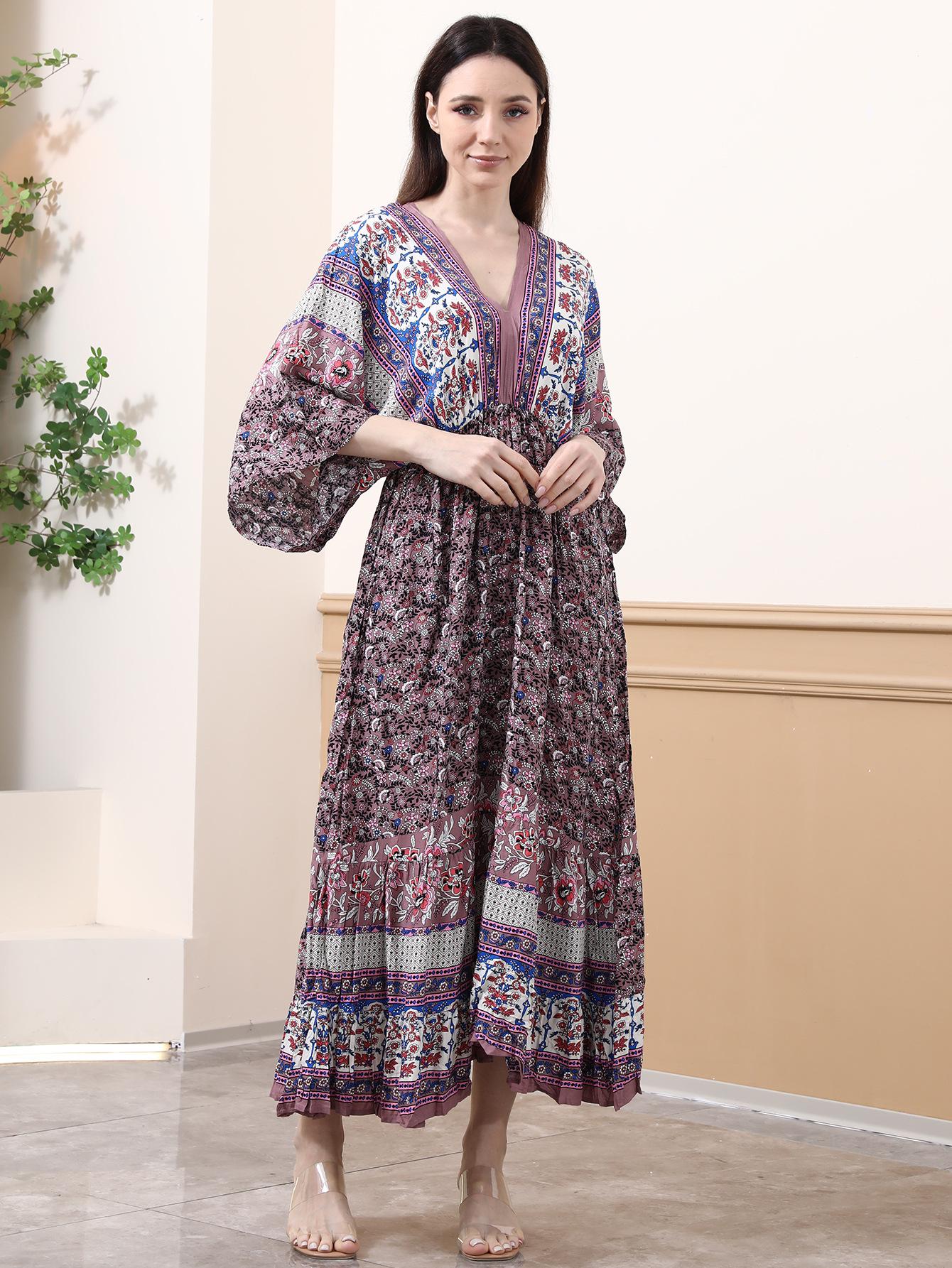 

Богемное цветочное вискозное пляжное платье 2025 и кардиган-накидка для бикини One Size