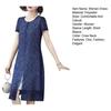 Women Mesh Fake Two Piece Dress Casual Short Sleeve Crewneck Midi Dress Formal Mother of The Bride Dress