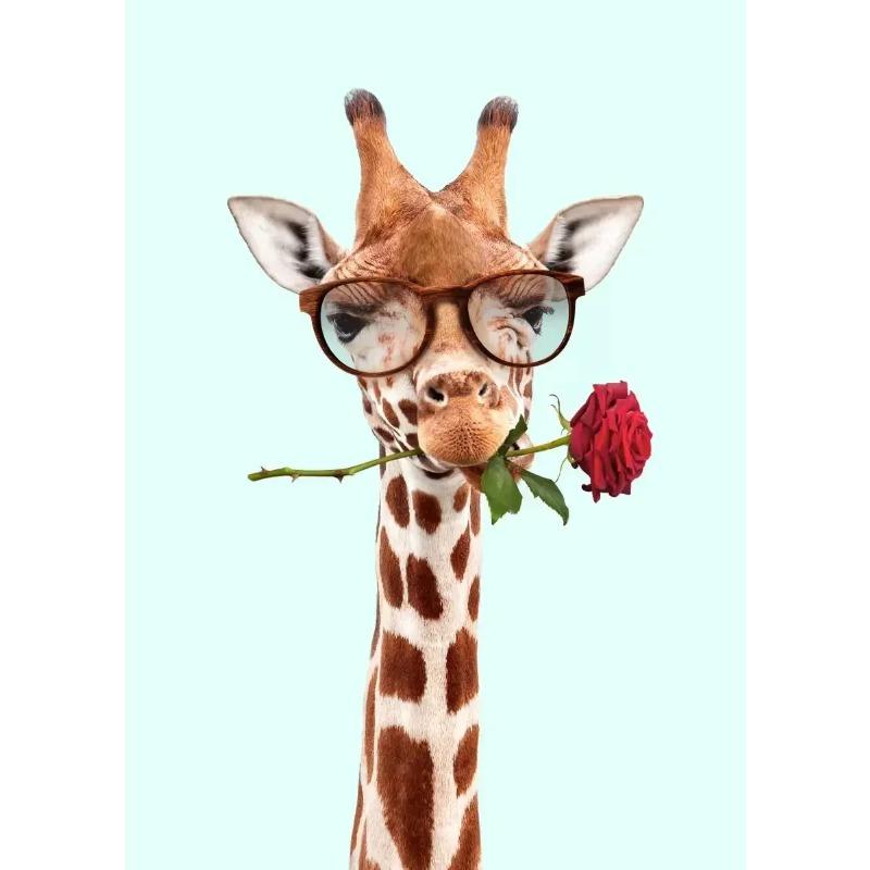 Fashion Giraffe Zebra Flamingo Party Pink Poster Animals Wall Art Canvas Painting Posters for Living Room Modern Home Decor