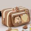 Capybara Student Pencil Bag High Appearance Large Capacity Multi Layers Stationery Bag Student Pen Bag with Sticker for Girls