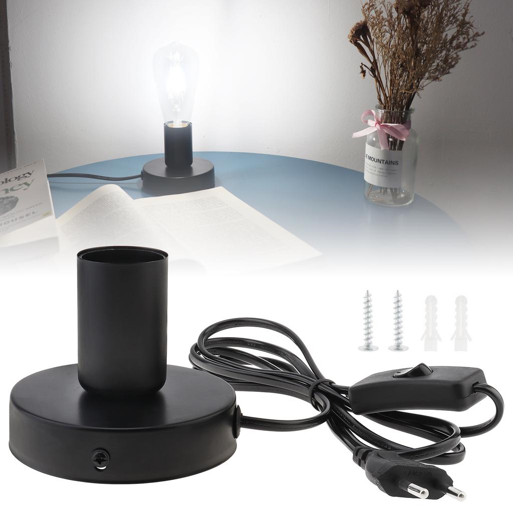 Polished Metal Desktop Lamp Base E26 E27 Bulb Holder Heavy Duty On Off Switch Replacement Secure Fit