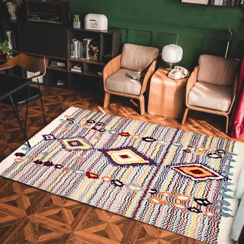 Bohemian-Stil Rutschfester Teppich Ländlicher Persischer Stil Rutschfeste Fußmatte Geeignet für Wohnzimmer-Sofas und Schlafzimmer-Kaffeetische