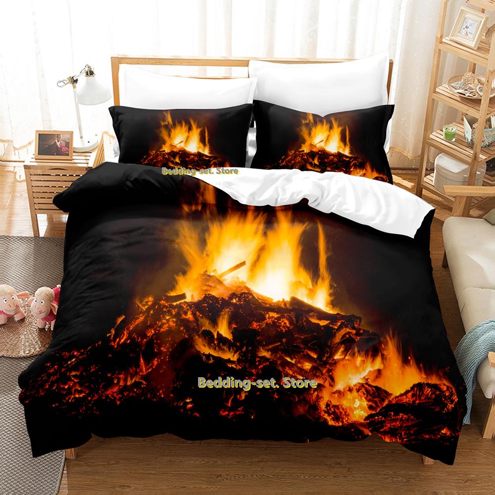 Cool Bonfire Bedding Set Single Twin Full Queen King Size Bed Set Adult Kid Bedroom Duvetcover Sets 3D Print Anime Bed Sheet Set