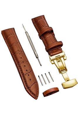 Watch Strap Watch Band 23mm 24mm 22mm 21mm 20mm 19mm 18mm Genuine Leather Watch Band Replacement Strap D Buckle Waterproof Sweatproof Watch Leather