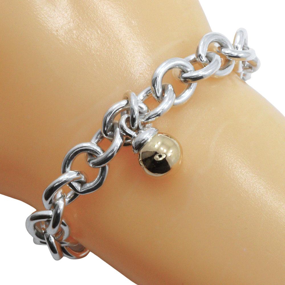 TIFFANY&Co. Hardware Dunkle Ball Bracelet Silver925/K18 Yellow Gold 33.7g Women Used