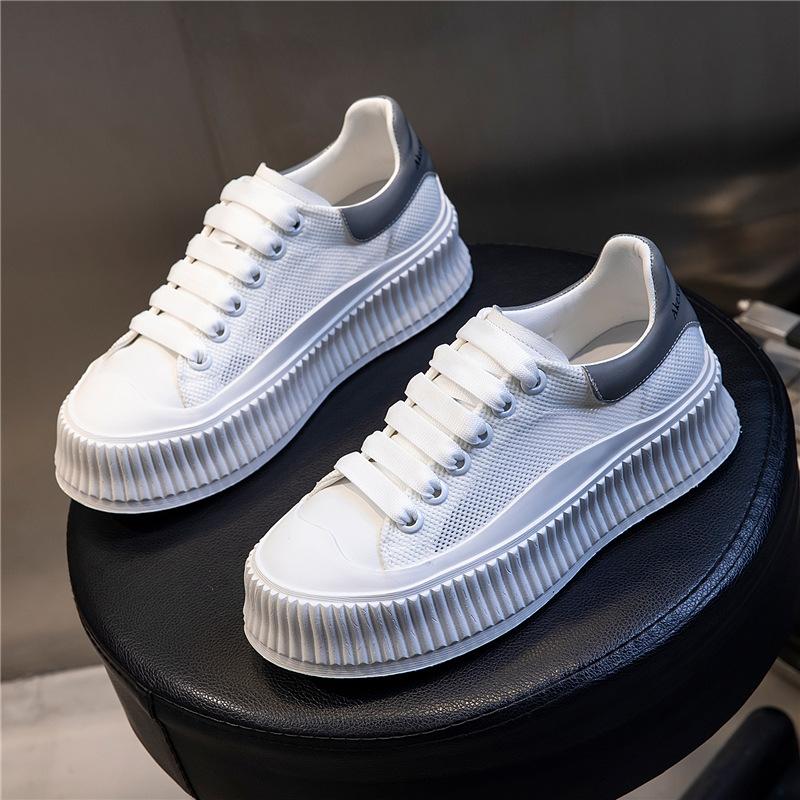 

First layer cowhide biscuit shoes women s 2025 summer new leather little white shoes women s platform versatile shoes casual women s shoes 40 серый
