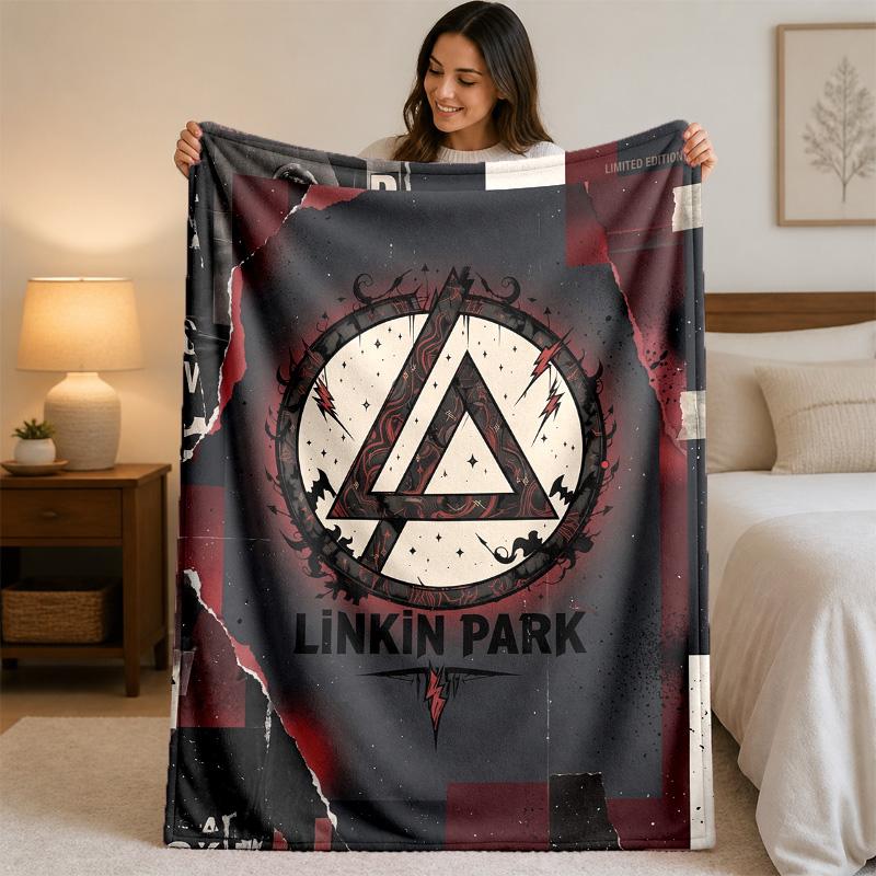Linkin Park Druck Flanelldecke Gemütliche Leichte Plüschdecke für Bett Sofa Haushalt