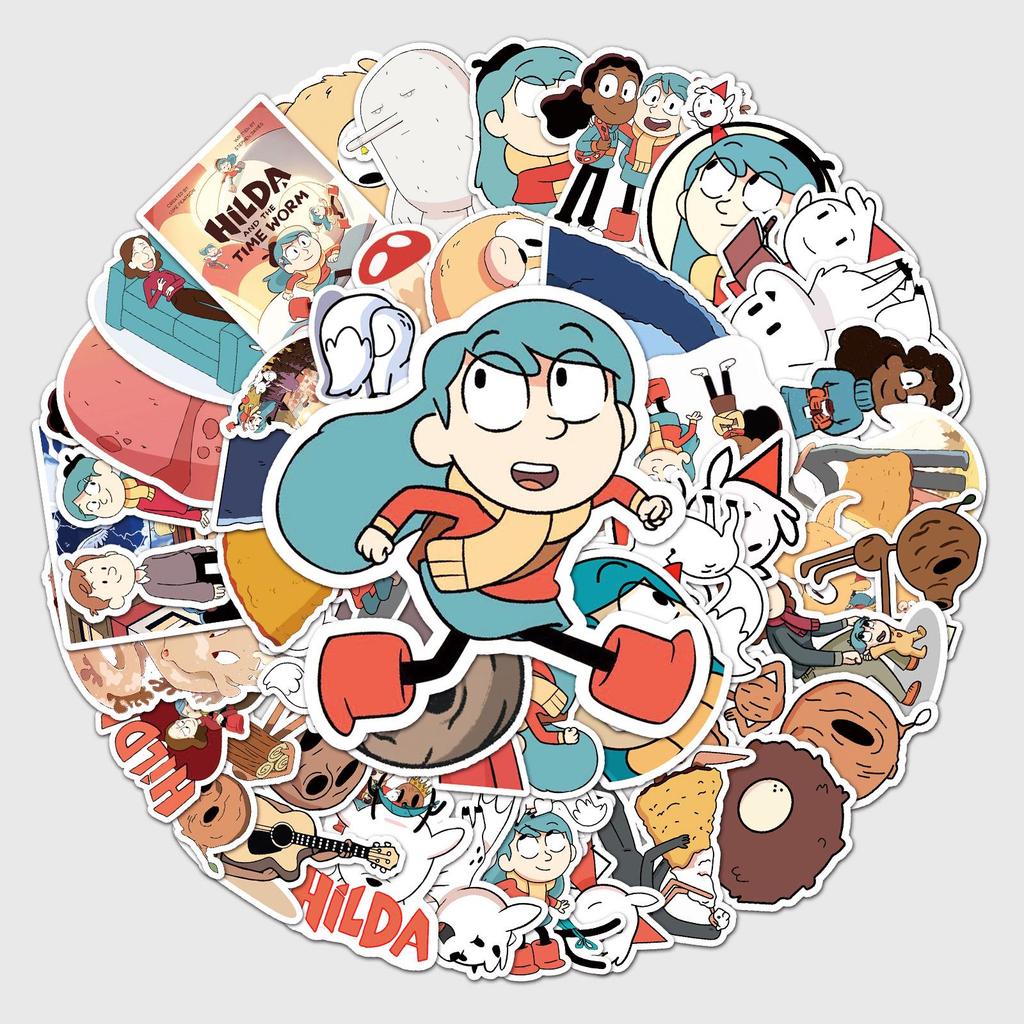 Hilda Girl Animation Stickers: 50-Piece Set for Notebooks, Luggage, and Decor