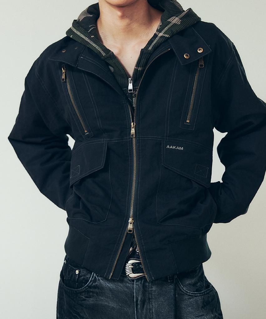Aakam Zippered High Neck Jacket (Black)