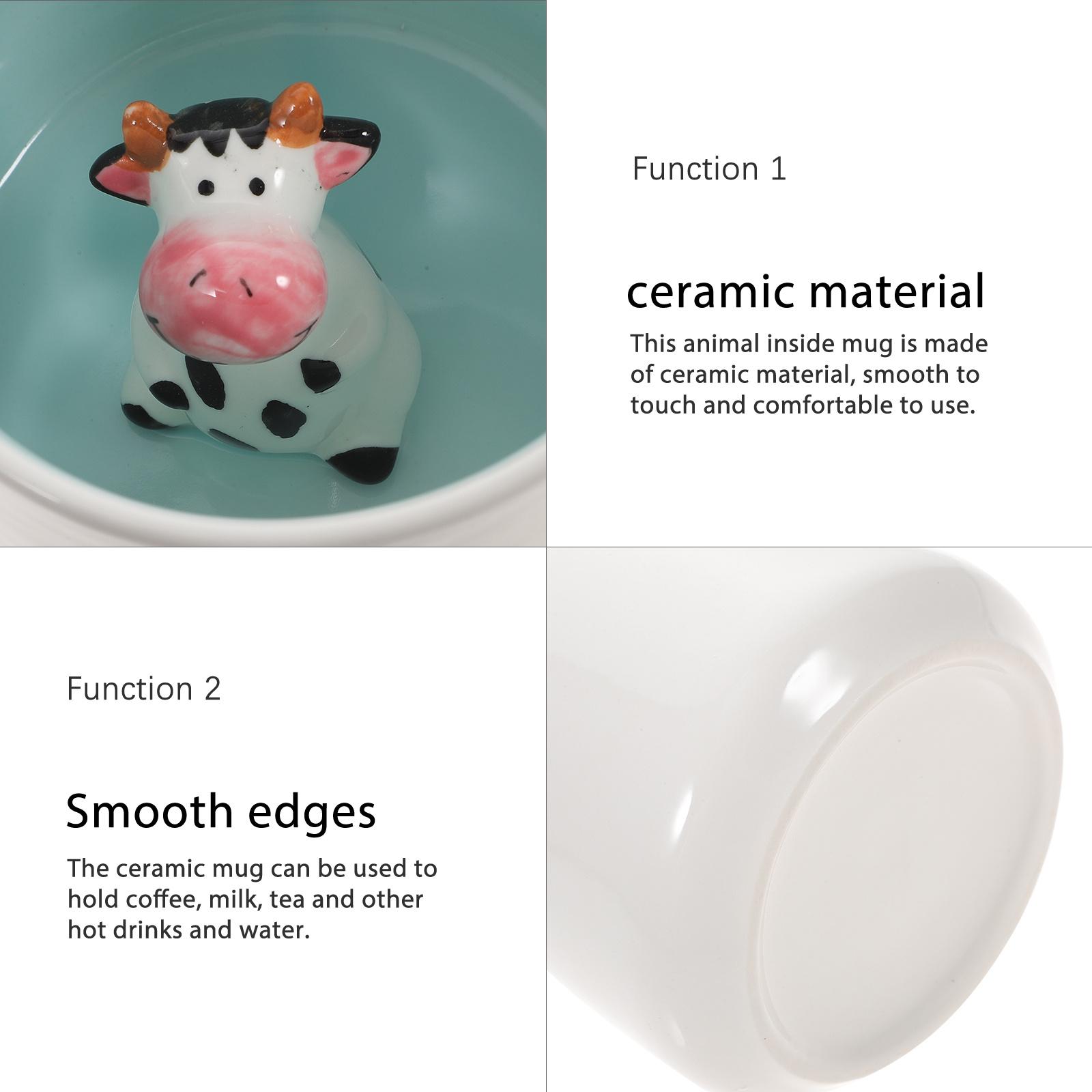 

375Ml 3D Cow Mug Ceramic Coffee Cup for Kids Animal Inside Design Microwave Safe Tea Drinkware Gift for Her Home Office Use other