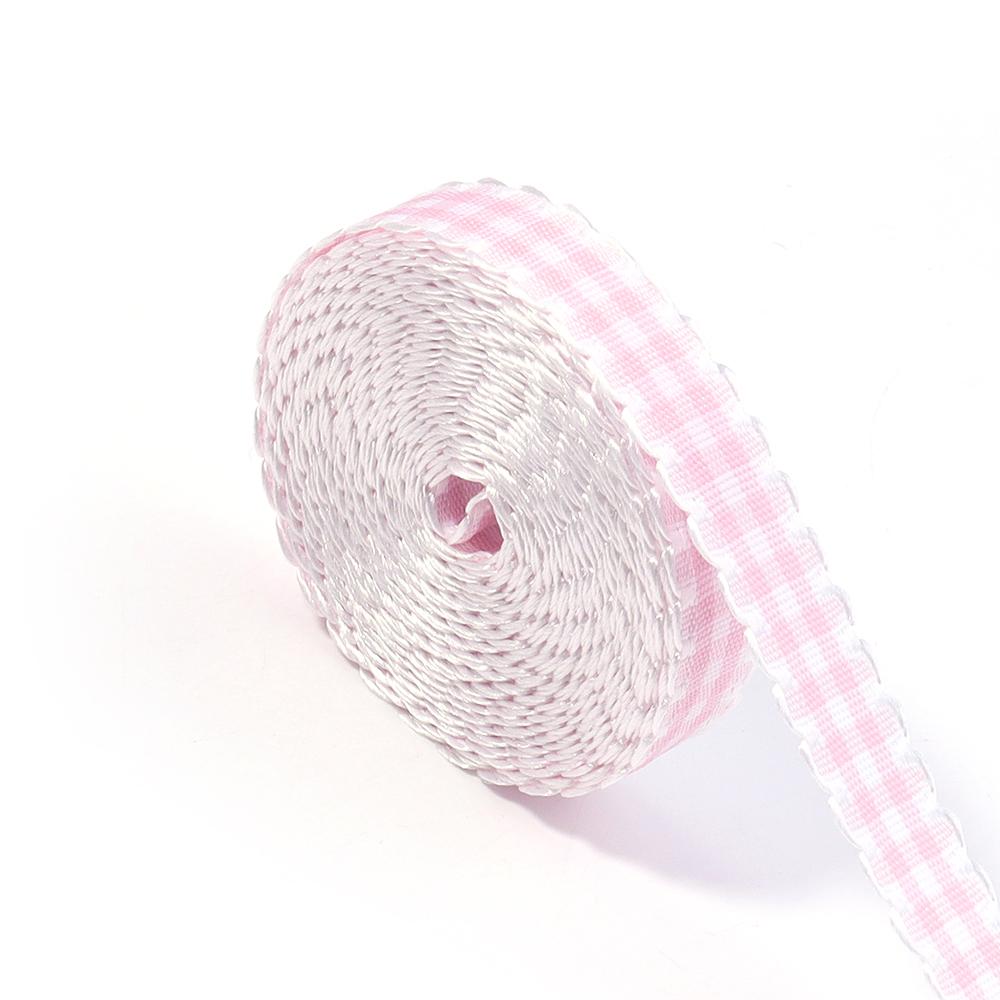 

5Yards Wavy Lace Checkered Ribbon Colorful Plaid Satin Ribbon For Flower Gift Packaging DIY Clothing Accessories Home Decoration розовый