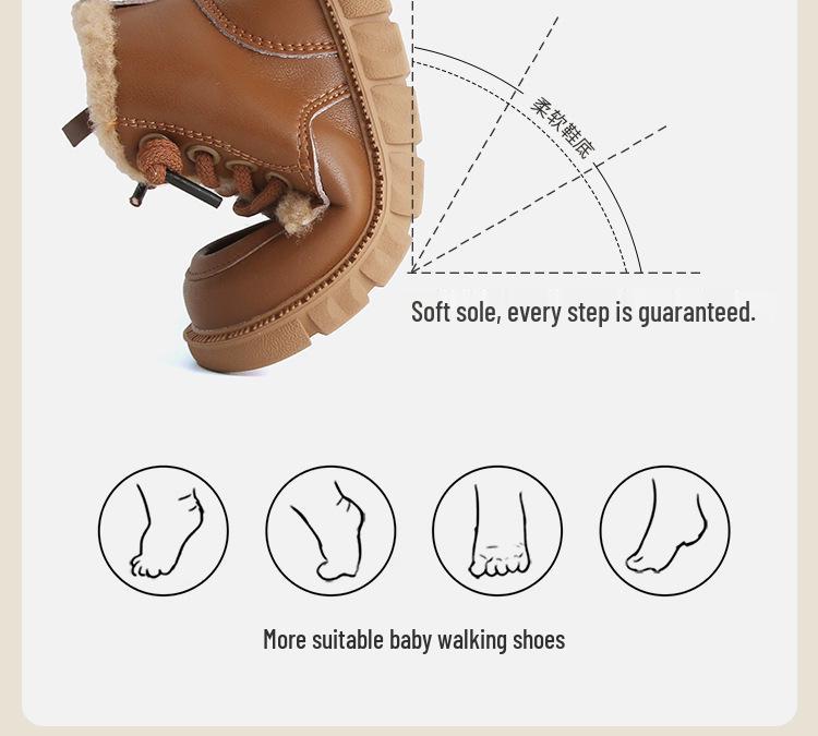 Winter Fleece-Lined Baby Boots: Versatile Boys' & Girls' Walking Shoes