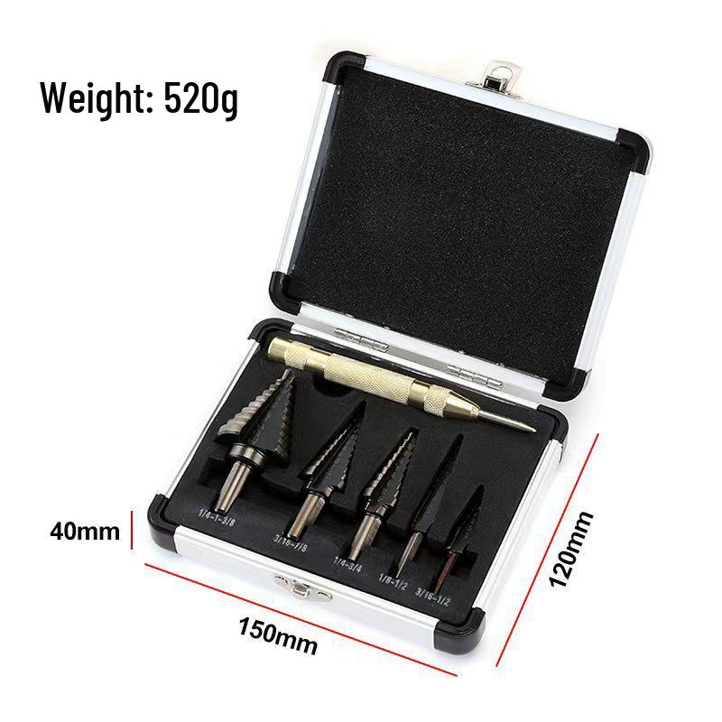 Imperial 5PC Aluminum Pagoda Step Drill Bit Set (Black and Gold)