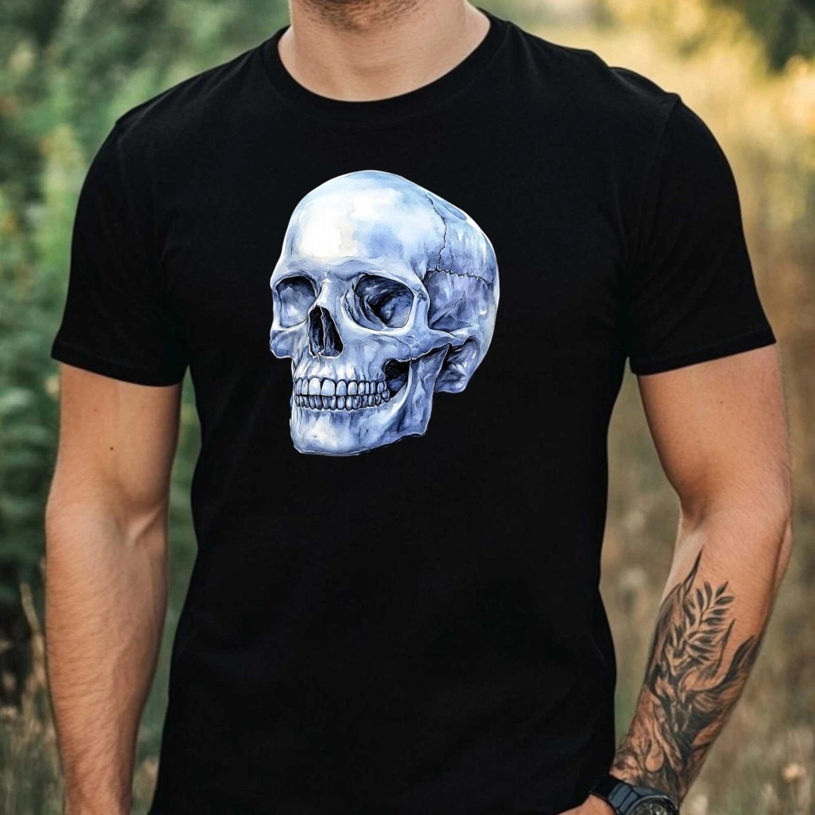 T-Shirt Herren Totenkopf Motiv Baumwolle Größe XS bis 5XL S