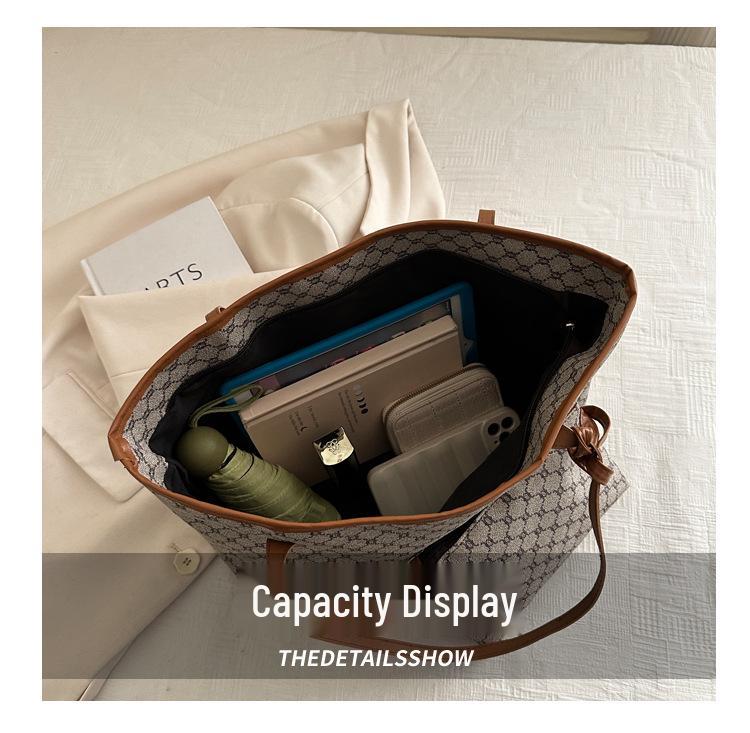 2025 Vintage Květinová Kostkovaná Taška přes Rameno - High-End, Velkokapacitní Taška Matka-Dítě