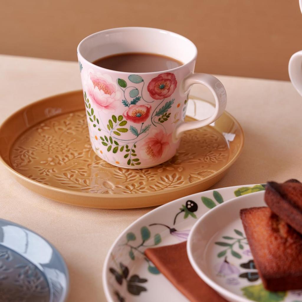 Tasse cadeau NARUMI Anna Emilia Florale Nordique, 340cc, « Avec Amour », Rose, Impression, Mignonne, Design, Grande, Cadeau, Adapté au micro-ondes, Adapté au lave-vaisselle, Emballé dans une boîte,