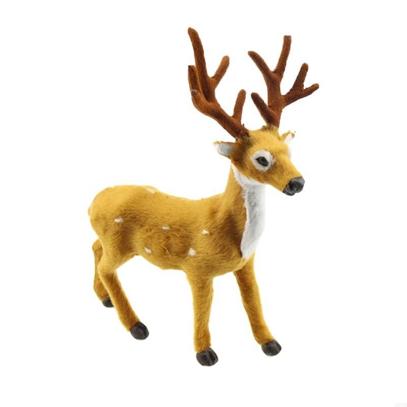 N80B for Creative Christmas Elk Ornament Simulation Winter Elk Figurine Crafts Decor for Home Restaurant Bar Table Decoration