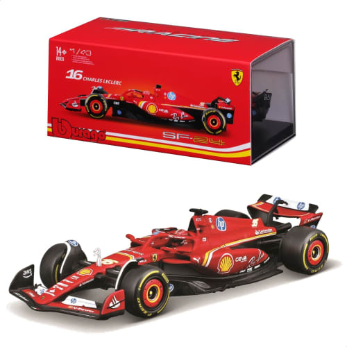 Bburago 2024 Model 1/43 Scale Signature Series F1 Ferrari SF-24 #16 Charles Leclerc Diecast Car, Finished Model, 18-36843 (#16)