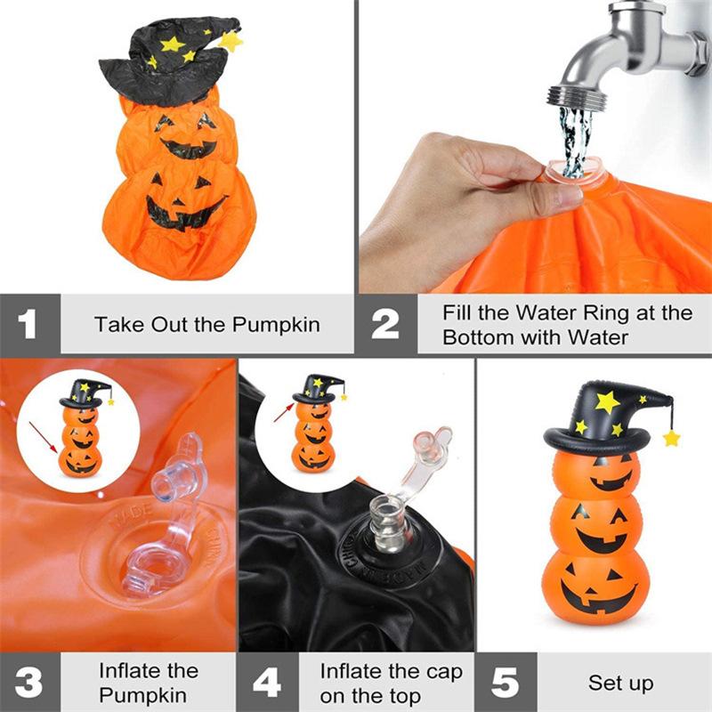 130cm Halloween Standing Inflatable Yard Decor, Inflatable White Ghost and Pumpkin for Home Yard Lawn Indoor Outdoor Decoration