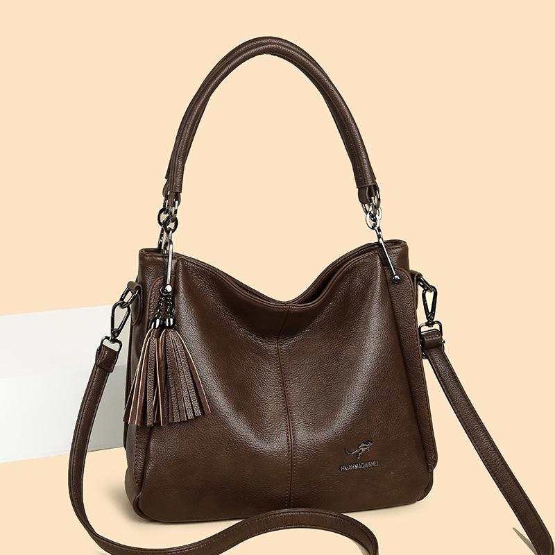 Hochwertige Damen Umhängetasche aus weichem Leder, Retro-Arbeitstasche, Schultertasche, Elegante Tasche mit großem Fassungsvermögen