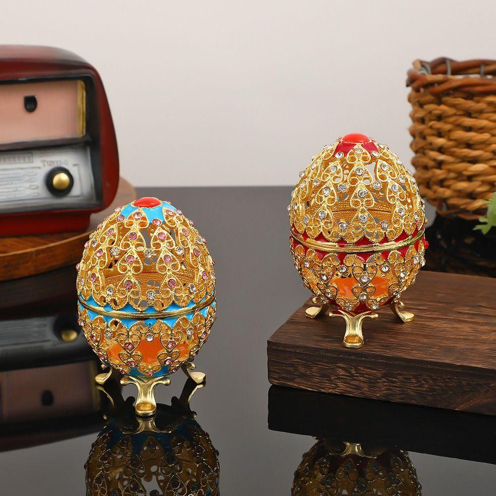 Zinc Zinc Alloy Material Egg-Shaped Box Enamel Color Jewelry Storage Box Jewelry Box Jewelry Organizer