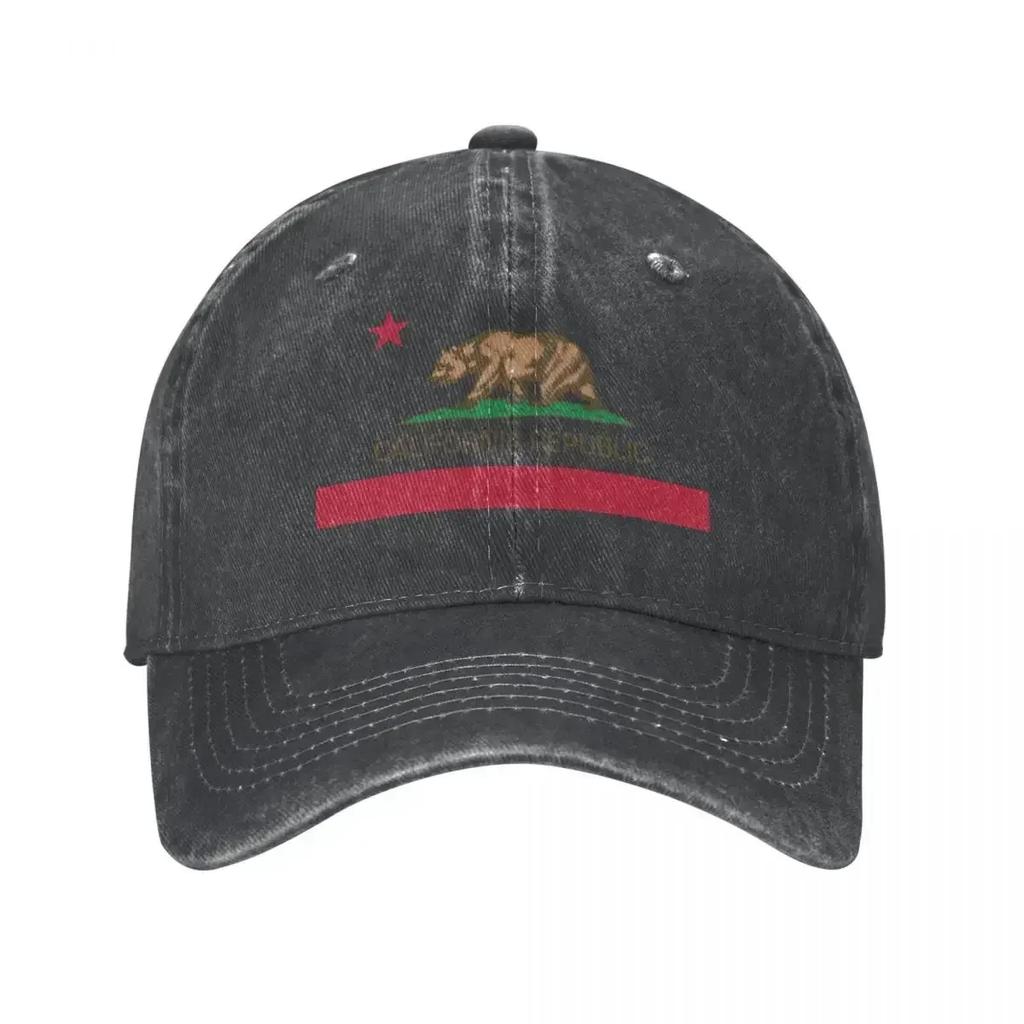 California Republic State Flag Unisex Women Baseball Cap Distressed Washed Hats Cap Fashion Outdoor Running Golf Snapback Cap
